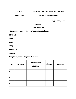 Biên bản bàn giao máy móc thiết bị trong trường học