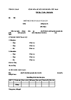 Biên bản bàn giao tài sản mới nhất