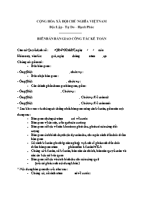 Mẫu biên bản bàn giao công tác kế toán mới