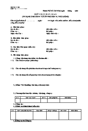 Mẫu biên bản giao công việc (Áp dụng cho cán bộ nhân viên từ cấp phó đơn vị trở xuống)