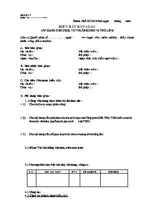 Mẫu biên bản giao công việc (Áp dụng cho cán bộ quản lý từ trưởng đơn vị trở lên)