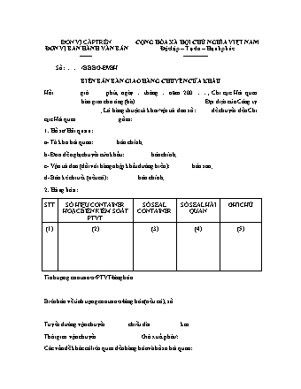 Biên bản bàn giao hàng chuyển cửa khẩu 2022