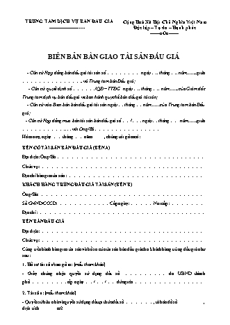 Biên bản bàn giao tài sản đấu giá