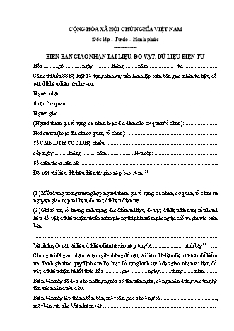 Biên bản giao nhận tài liệu, đồ vật, dữ liệu điện tử