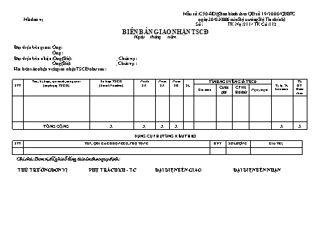 Biên bản giao nhận TSCĐ 2022