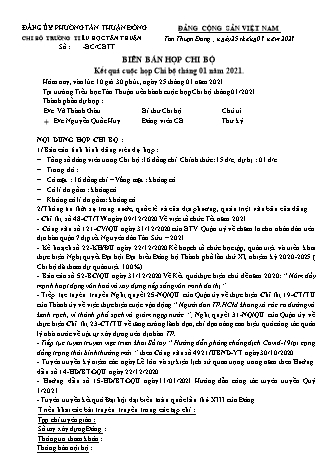 Biên bản họp chi bộ Tháng 1 năm 2021 trường TH Tân Thuận