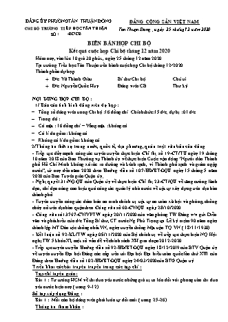 Biên bản họp chi bộ Tháng 12 năm 2020 trường TH Tân Thuận