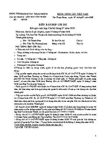 Biên bản họp chi bộ Tháng 7 năm 2020 trường TH Tân Thuận