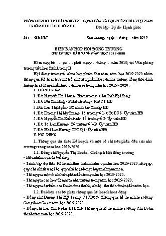 Biên bản họp hội đồng trường đầu năm trường TH Tích Lương II
