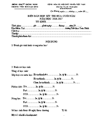 Biên bản họp xét thi đua cuối năm trường TH Tam Bình