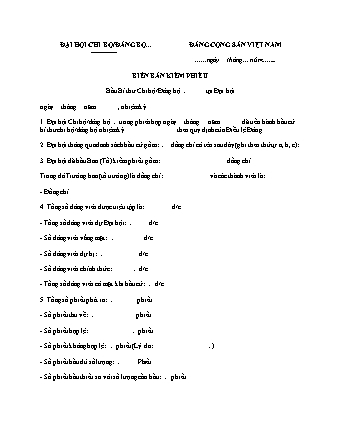 Biên bản kiểm phiếu bầu Bí thư Chi bộ Đảng bộ