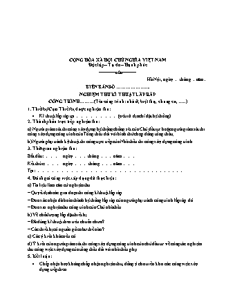 Biên bản nghiệm thu kỹ thuật lắp ráp công trình nhà ở, biệt thự, chung cư