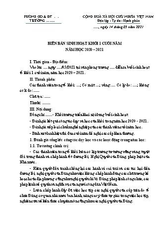 Biên bản sinh hoạt Khối 1 cuối năm