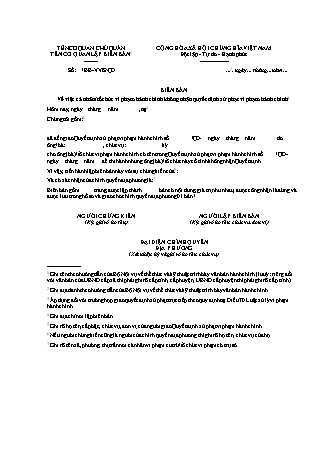 Biên bản về việc cá nhân, tổ chức vi phạm hành chính không nhận quyết định xử phạt vi phạm hành chính