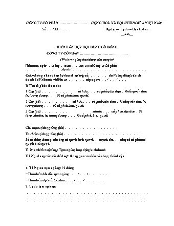 Mẫu biên bản họp hội đồng cổ đông về việc tạm ngừng hoạt động của công ty