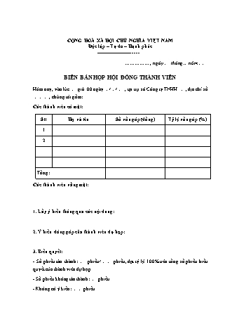 Mẫu biên bản họp hội đồng thành viên mới