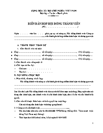 Mẫu biên bản họp hội đồng thành viên thông dụng nhất