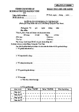 Mẫu biên bản sinh hoạt chi đoàn trường Đại học Vinh chuẩn nhất