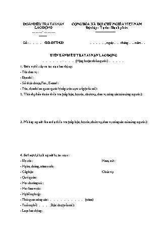 Mẫu biên bản về điều tra tai nạn lao động (Nặng hoặc chết người)