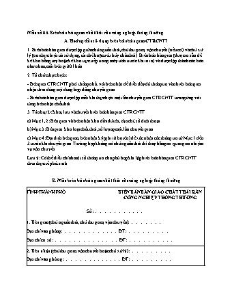 Biên bản Bàn giao chất thải rắn công nghiệp thông thường - Thông tư 02/2022/TT-BTNMT