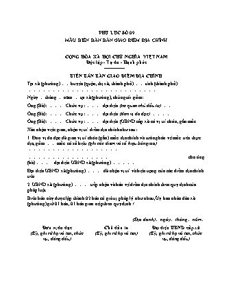 Biên bản Bàn giao điểm địa chính - Thông tư 26/2024/TT-BTNMT