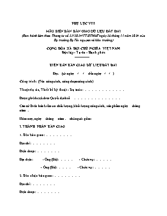 Biên bản Bàn giao dữ liệu đất đai - Thông tư 25/2024/TT-BTNMT