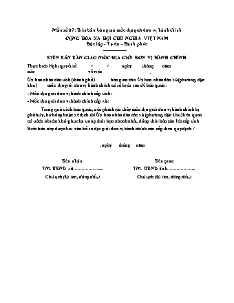 Biên Bản Bàn Giao Mốc Địa Giới Đơn Vị Hành Chính- Thông tư 25/2025/TT-BNNMT
