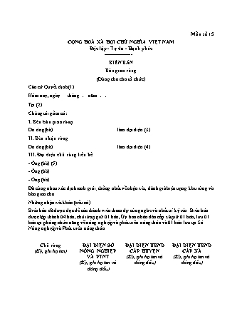 Biên bản bàn giao rừng (Dùng cho tổ chức) - Nghị định 91/2024/NĐ-CP