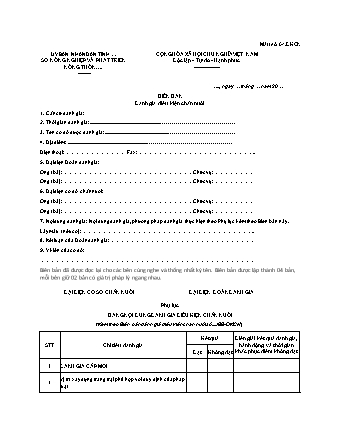 Biên bản đánh giá điều kiện chăn nuôi - Nghị định 13/2020/NĐ-CP