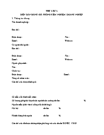 Biên bản Đánh giá phòng kiểm nghiệm doanh nghiệp - Quyết định 208/QĐ-QLCL