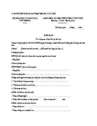 Biên bản Giao nhận Hồ sơ, Tài liệu (Giáo dục và Đào tạo) - Quyết định 3666/QĐ-BGDĐT