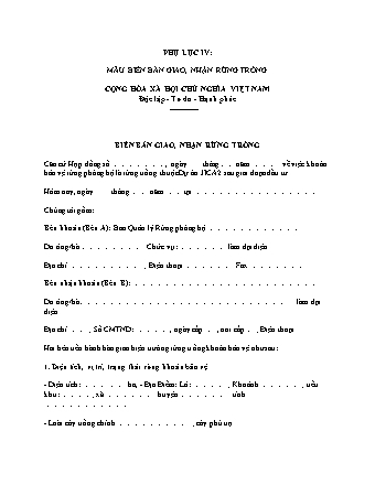 Biên bản giao, nhận rừng trồng - Quyết định 2910/QĐ/BNN-TCLN