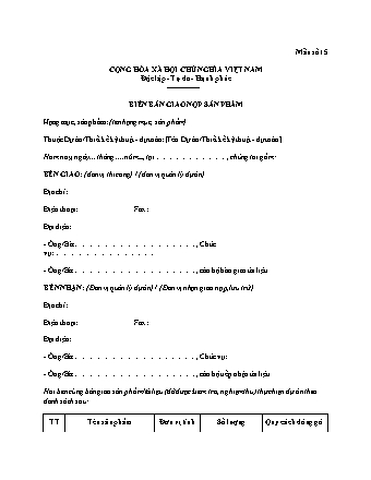 Biên bản Giao nộp sản phẩm (Tài nguyên và Môi trường) - Thông tư 24/2018/TT-BTNMT