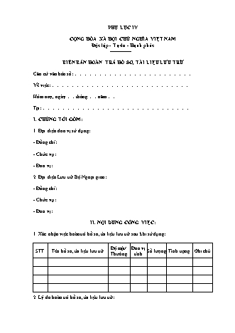 Biên bản Hoàn trả Hồ sơ, Tài liệu Lưu trữ - Thông tư 01/2025/TT-BNG