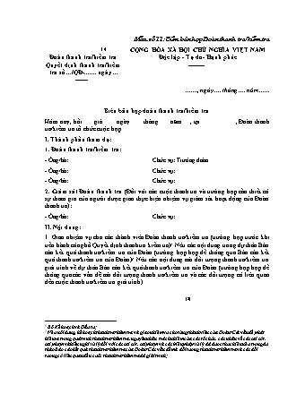 Biên bản họp Đoàn Thanh tra/Kiểm tra (Bộ Kế hoạch và Đầu tư) - Quyết định 1609/QĐ-BKH