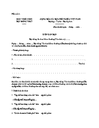 Biên bản họp Hội đồng Thi đua Khen thưởng - Thông tư 08/2018/TT-BNNPTNT