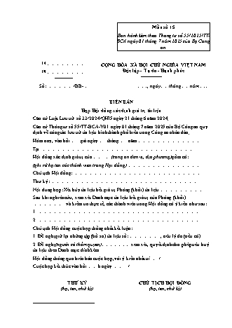 Biên Bản Họp Hội Đồng Xác Định Giá Trị Tài Liệu - Thông tư 55/2025/TT-BCA