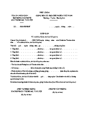 Biên bản Hủy bỏ hồ sơ, tài liệu đã hết giá trị - Quyết định 193/QĐ-TANDTC