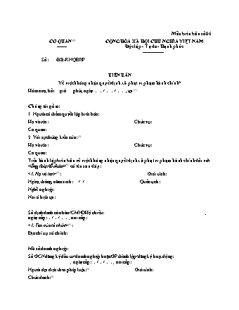 Biên bản không nhận quyết định xử phạt vi phạm hành chính - Nghị định 118/2021/NĐ-CP