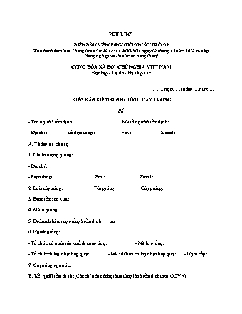 Biên bản Kiểm định giống cây trồng - Thông tư 46/2015/TT-BNNPTNT