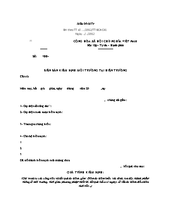 Biên bản Kiểm định Môi trường Tại Hiện trường - Thông tư 61/2012/TT-BCA-C41