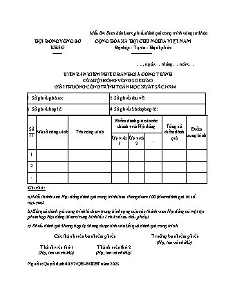 Biên bản kiểm phiếu đánh giá công trình vòng sơ khảo - Quyết định 4657/QĐ-BGDĐT