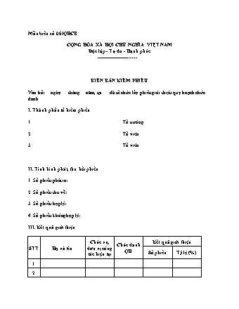 Biên bản kiểm phiếu (giới thiệu quy hoạch chức danh) - Quyết định 569/QĐ-BTC
