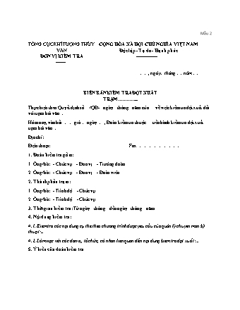 Biên bản Kiểm tra đột xuất trạm khí tượng thủy văn - Thông tư 08/2021/TT-BTNMT