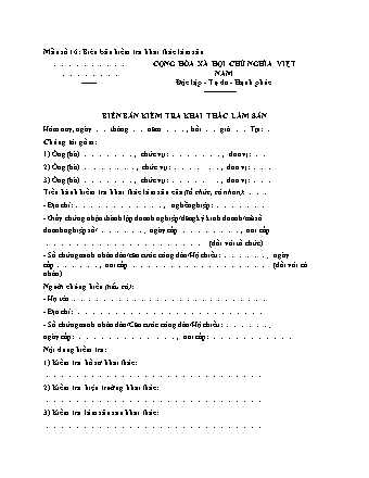 Biên bản kiểm tra khai thác lâm sản - Thông tư 26/2025/TT-BNNMT