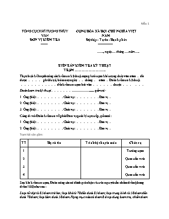 Biên Bản Kiểm Tra Kỹ Thuật Trạm Khí Tượng Thủy Văn - Thông tư 08/2021/TT-BTNMT