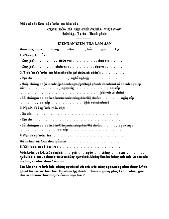 Biên bản kiểm tra lâm sản 2025 - Thông tư 26/2025/TT-BNNMT