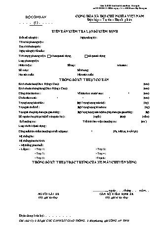 Biên bản kiểm tra lập sổ kiểm định xe - Thông tư 82/2024/TT-BCA