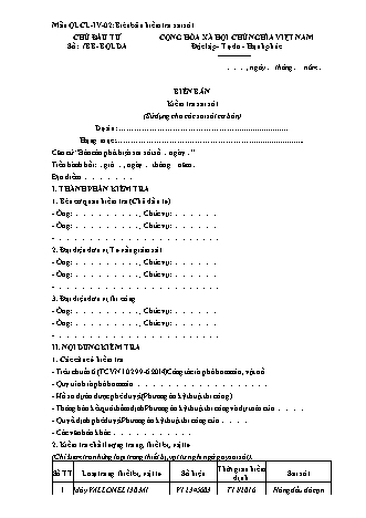 Biên bản Kiểm tra Sai sót Dự án Rà phá Môi trường - Thông tư 129/2021/TT-BQP