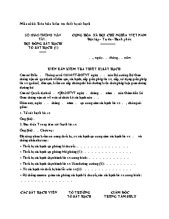 Biên bản Kiểm tra thiết bị sát hạch - Thông tư 35/2024/TT-BGTVT